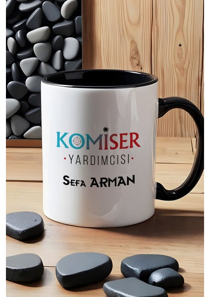 Kişiye Özel Komiser Yardımcısı Kupa Bardak Siyah Polisler Günü Hediyesi