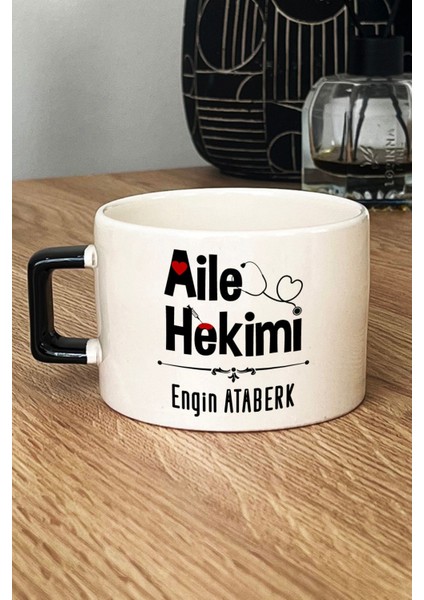 Kişiye Özel Aile Hekimi Doktor Lüks Fincan Siyah Tıp Bayramı Hediyesi
