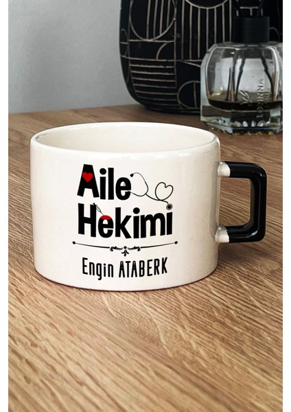 Kişiye Özel Aile Hekimi Doktor Lüks Fincan Siyah Tıp Bayramı Hediyesi
