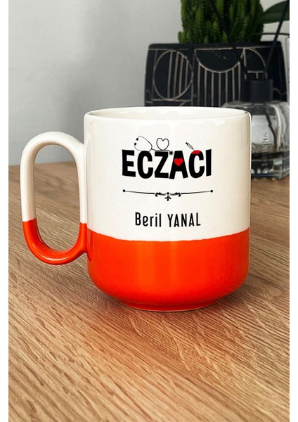 Kişiye Özel Eczacı Pro Kupa Bardak Turuncu Tıp Bayramı Hediyesi