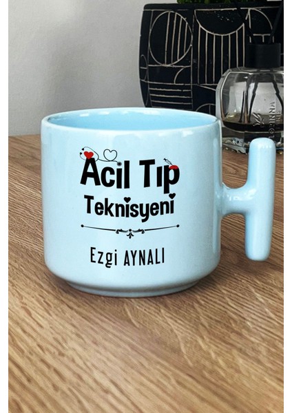 Kişiye Özel Acil Tıp Teknisyeni Pastel T Kulplu Kupa Bardak Mavi Att Tıp Bayramı Hediyesi