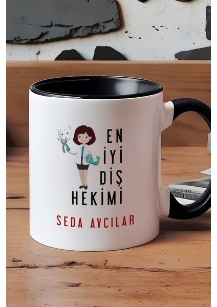 Kişiye Özel Kadın En Iyi Diş Hekimi Kupa Bardak Siyah