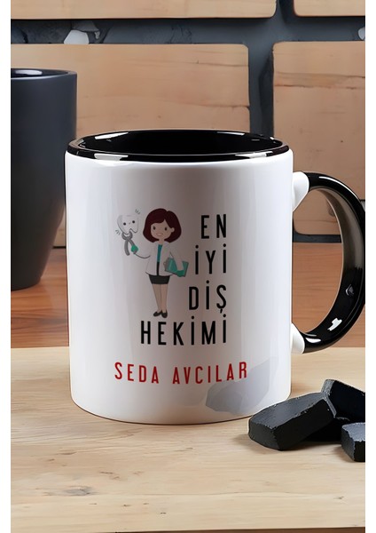 Kişiye Özel Kadın En Iyi Diş Hekimi Kupa Bardak Siyah modelleri