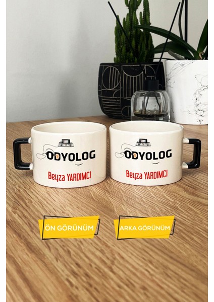 Kişiye Özel Odyolog Lüks Fincan Siyah Tıp Bayramı Hediyeleri