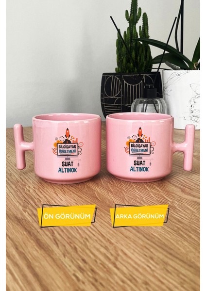 Kişiye Özel Bilgisayar Öğretmeni -2- Pastel T Kulplu Kupa Bardak Pembe Öğretmenler Günü Hediyesi