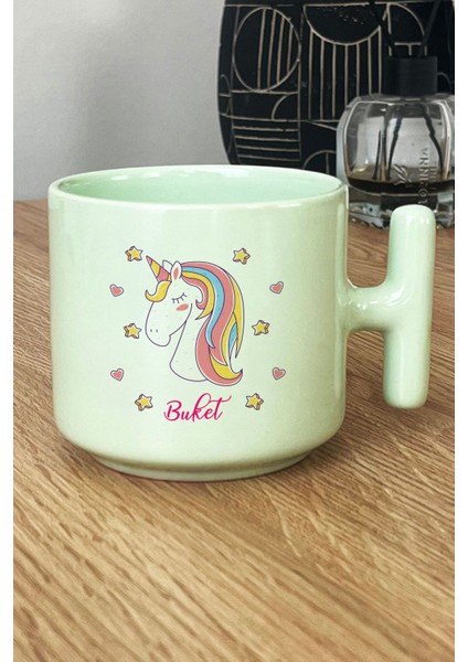 Kişiye Özel Unicorn Pastel T Kulplu Kupa Bardak Yeşil Kız Çocuğa Doğum Günü Hediyesi fiyatları