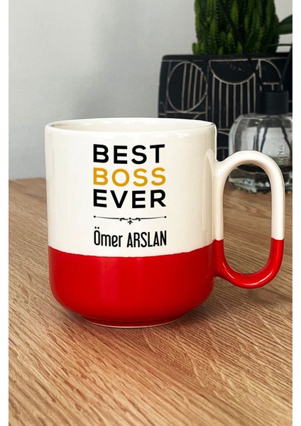 Kişiye Özel Best Boss Ever Pro Kupa Bardak Kırmızı Patrona Doğum Günü Hediyesi fiyatları