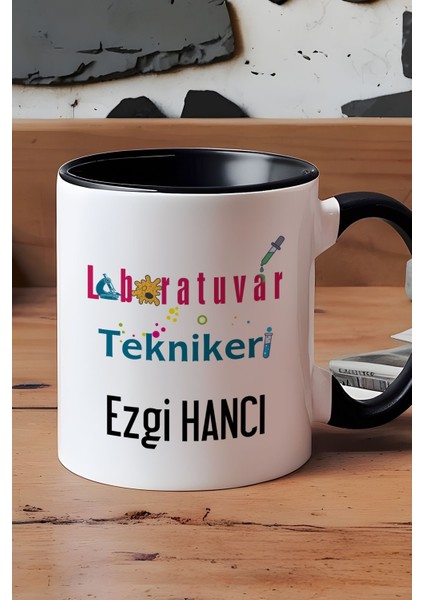 Kişiye Özel Laboratuvar Teknikeri Kupa Bardak Siyah Tıp Bayramı Hediyeleri
