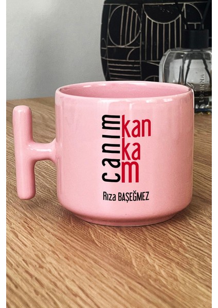 Kişiye Özel Canım Kankam Pastel T Kulplu Kupa Bardak Pembe Arkadaşa Doğum Günü Hediyesi