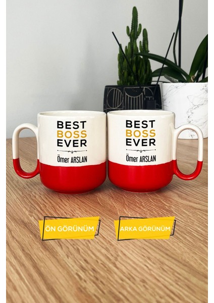 Kişiye Özel Best Boss Ever Pro Kupa Bardak Kırmızı Patrona Doğum Günü Hediyesi modelleri