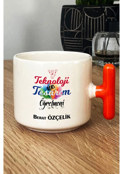 Kişiye Özel Teknoloji ve Tasarım Öğretmeni Kupa Bardak T Kulplu Turuncu fiyatları