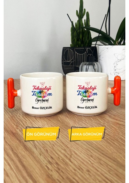 Kişiye Özel Teknoloji ve Tasarım Öğretmeni Kupa Bardak T Kulplu Turuncu modelleri