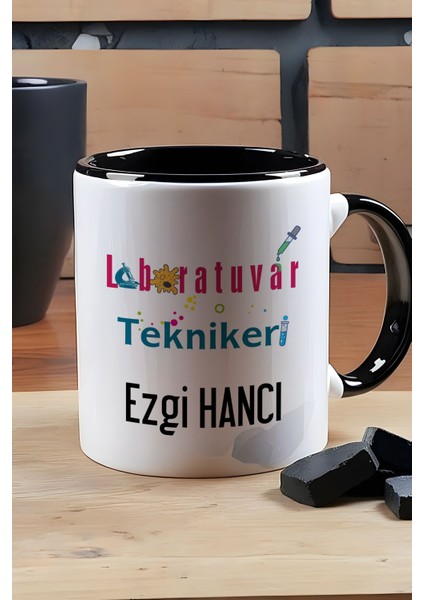 Kişiye Özel Laboratuvar Teknikeri Kupa Bardak Siyah Tıp Bayramı Hediyeleri