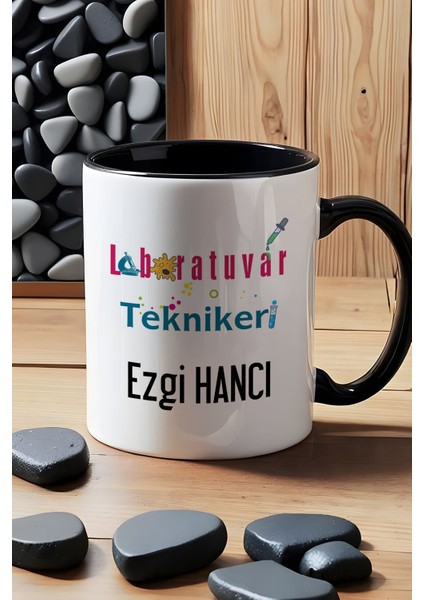 Kişiye Özel Laboratuvar Teknikeri Kupa Bardak Siyah Tıp Bayramı Hediyeleri