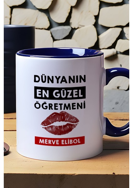 Kişiye Özel Dünyanın En Güzel Öğretmeni Kupa Bardak Lacivert Öğretmenler Günü Hediyesi fiyatları