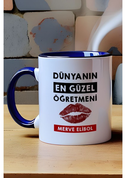 Kişiye Özel Dünyanın En Güzel Öğretmeni Kupa Bardak Lacivert Öğretmenler Günü Hediyesi modelleri