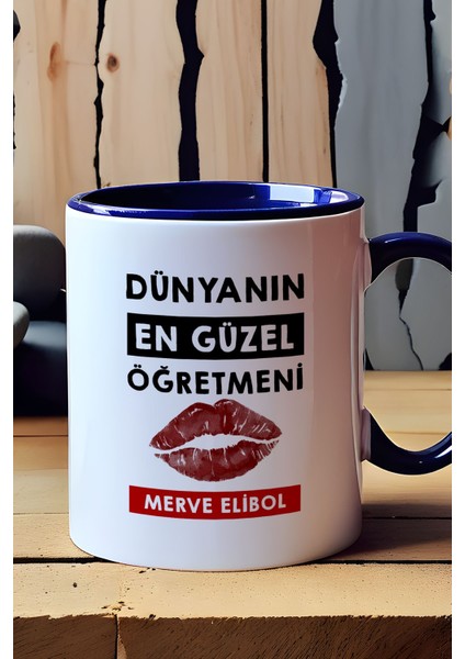 Kişiye Özel Dünyanın En Güzel Öğretmeni Kupa Bardak Lacivert Öğretmenler Günü Hediyesi fırsatları