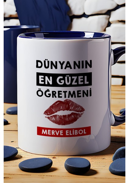 Kişiye Özel Dünyanın En Güzel Öğretmeni Kupa Bardak Lacivert Öğretmenler Günü Hediyesi indirimleri