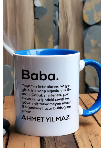 Kişiye Özel Baba Kupa Bardak Mavi Isme Özel Babalar Günü Hediyesi fiyatları