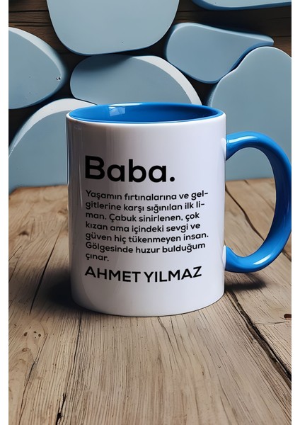 Kişiye Özel Baba Kupa Bardak Mavi Isme Özel Babalar Günü Hediyesi fırsatları