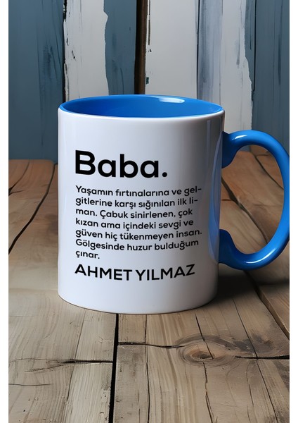 Kişiye Özel Baba Kupa Bardak Mavi Isme Özel Babalar Günü Hediyesi indirimleri