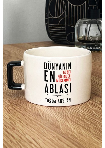 Kişiye Özel Abla Lüks Fincan Siyah Ablaya Doğum Günü Hediyesi