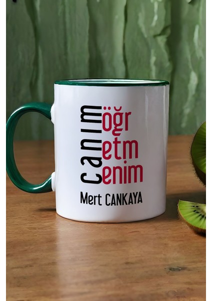 Kişiye Özel Öğretmenler Günü Hediyesi Kupa Bardak Yeşil Erkek Öğretmen modelleri