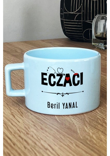 Kişiye Özel Eczacı Pastel Fincan Mavi Tıp Bayramı Hediyesi