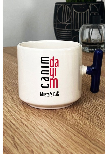 Kişiye Özel Canım Dayım Kupa Bardak T Kulplu Lacivert Dayıya Doğum Günü Hediyesi
