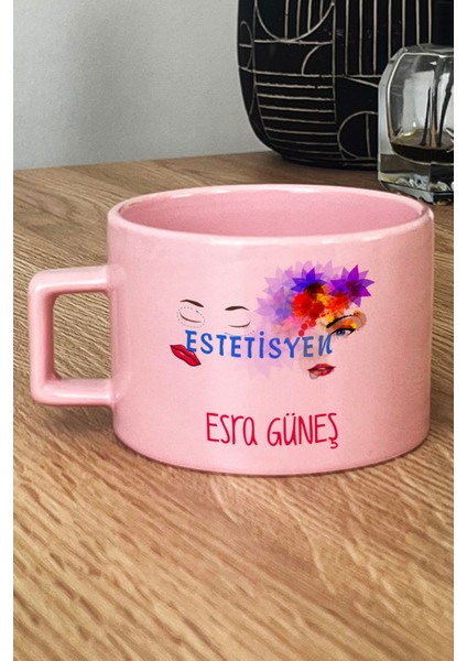 Kişiye Özel Estesiyen Pastel Fincan Pembe Isme Özel Tıp Bayramı Hediyeleri