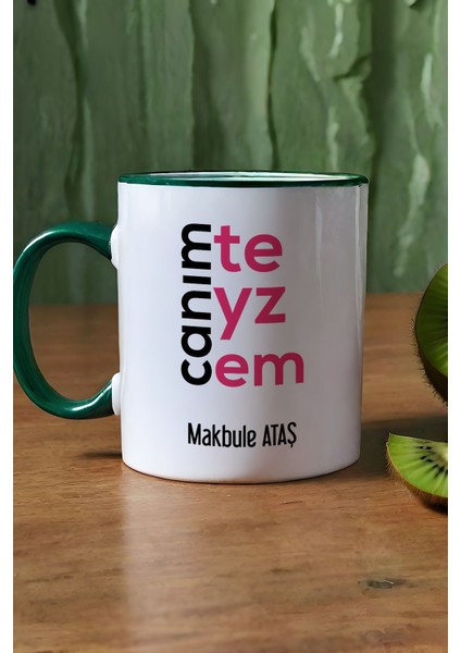 Kişiye Özel Canım Teyzem Kupa Bardak Yeşil Teyzeye Anneler Günü Hediyesi modelleri