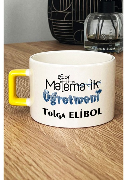 Kişiye Özel Matematik Öğretmeni -2- Lüks Fincan Sarı Öğretmenler Günü Hediyesi