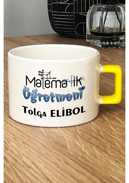 Kişiye Özel Matematik Öğretmeni -2- Lüks Fincan Sarı Öğretmenler Günü Hediyesi