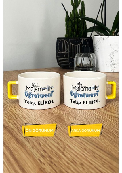 Kişiye Özel Matematik Öğretmeni -2- Lüks Fincan Sarı Öğretmenler Günü Hediyesi
