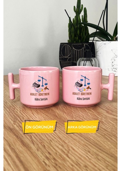 Kişiye Özel Adalet Öğretmeni Pastel T Kulplu Kupa Bardak Pembe Öğretmenler Günü Hediyesi modelleri