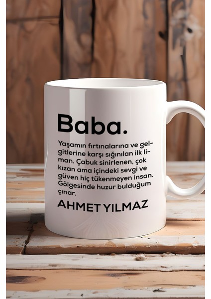 Kişiye Özel Baba Kupa Bardak Beyaz Isme Özel Babalar Günü Hediyesi
