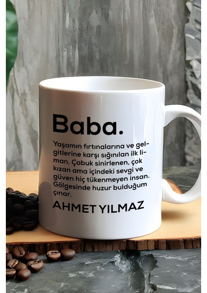 Kişiye Özel Baba Kupa Bardak Beyaz Isme Özel Babalar Günü Hediyesi fiyatları