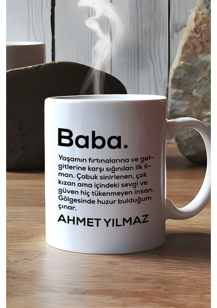 Kişiye Özel Baba Kupa Bardak Beyaz Isme Özel Babalar Günü Hediyesi modelleri