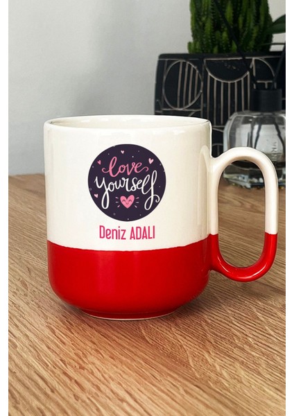 Kişiye Özel Love Your Self Pro Kupa Bardak Kırmızı Motto Arkadaşa Hediye fiyatları