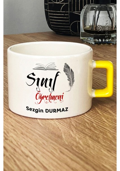 Kişiye Özel Erkek Sınıf Öğretmeni Lüks Fincan Sarı Öğretmenler Günü Hediyesi fiyatları