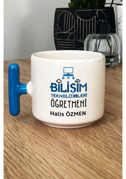 Kişiye Özel Bilişim Öğretmeni -2- Kupa Bardak T Kulplu Mavi Öğretmenler Günü Hediyesi