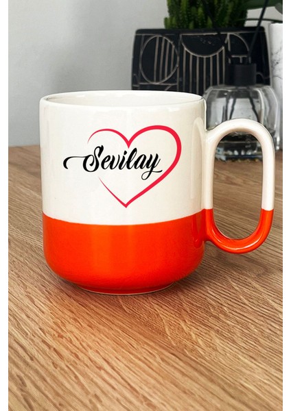 Kişiye Özel Kalpli Isim Yazılı Pro Kupa Bardak Turuncu Sevgililer Günü Hediyesi fiyatları