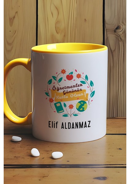 Kişiye Özel Öğretmenler Günü Hediyesi Kupa Bardak Sarı