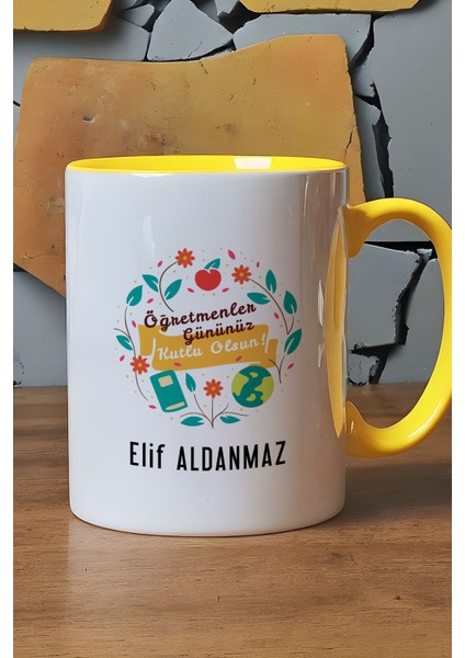 Kişiye Özel Öğretmenler Günü Hediyesi Kupa Bardak Sarı fırsatları