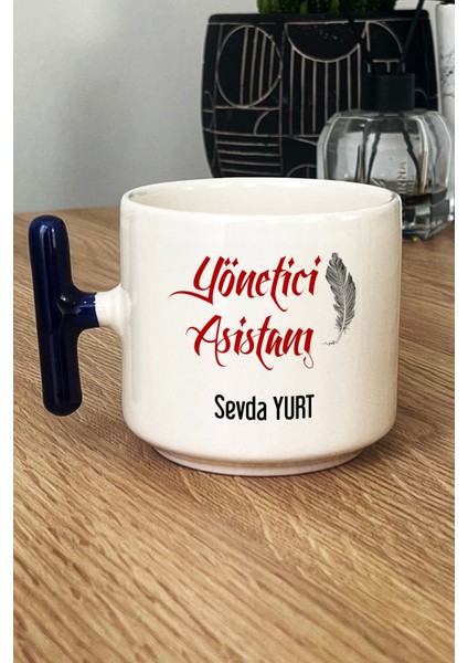 Kişiye Özel Yönetici Asistanı Kupa Bardak T Kulplu Lacivert