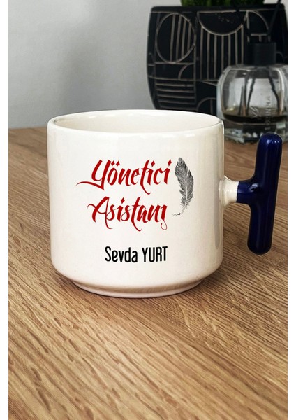 Kişiye Özel Yönetici Asistanı Kupa Bardak T Kulplu Lacivert