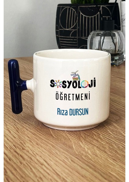 Kişiye Özel Sosyoloji Öğretmeni Kupa Bardak T Kulplu Lacivert Öğretmenler Günü Hediyesi