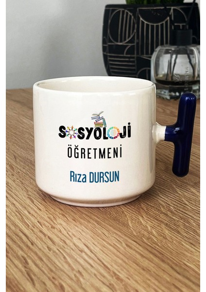 Kişiye Özel Sosyoloji Öğretmeni Kupa Bardak T Kulplu Lacivert Öğretmenler Günü Hediyesi
