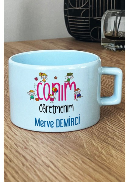 Kişiye Özel Sınıf Öğretmenine Hediye Pastel Fincan Mavi Canım Öğretmenim fiyatları