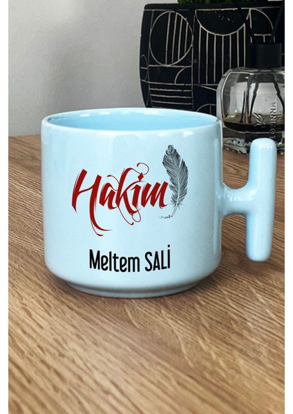 Kişiye Özel Avukat Pastel T Kulplu Kupa Bardak Mavi Avukatlar Günü Hediyesi
